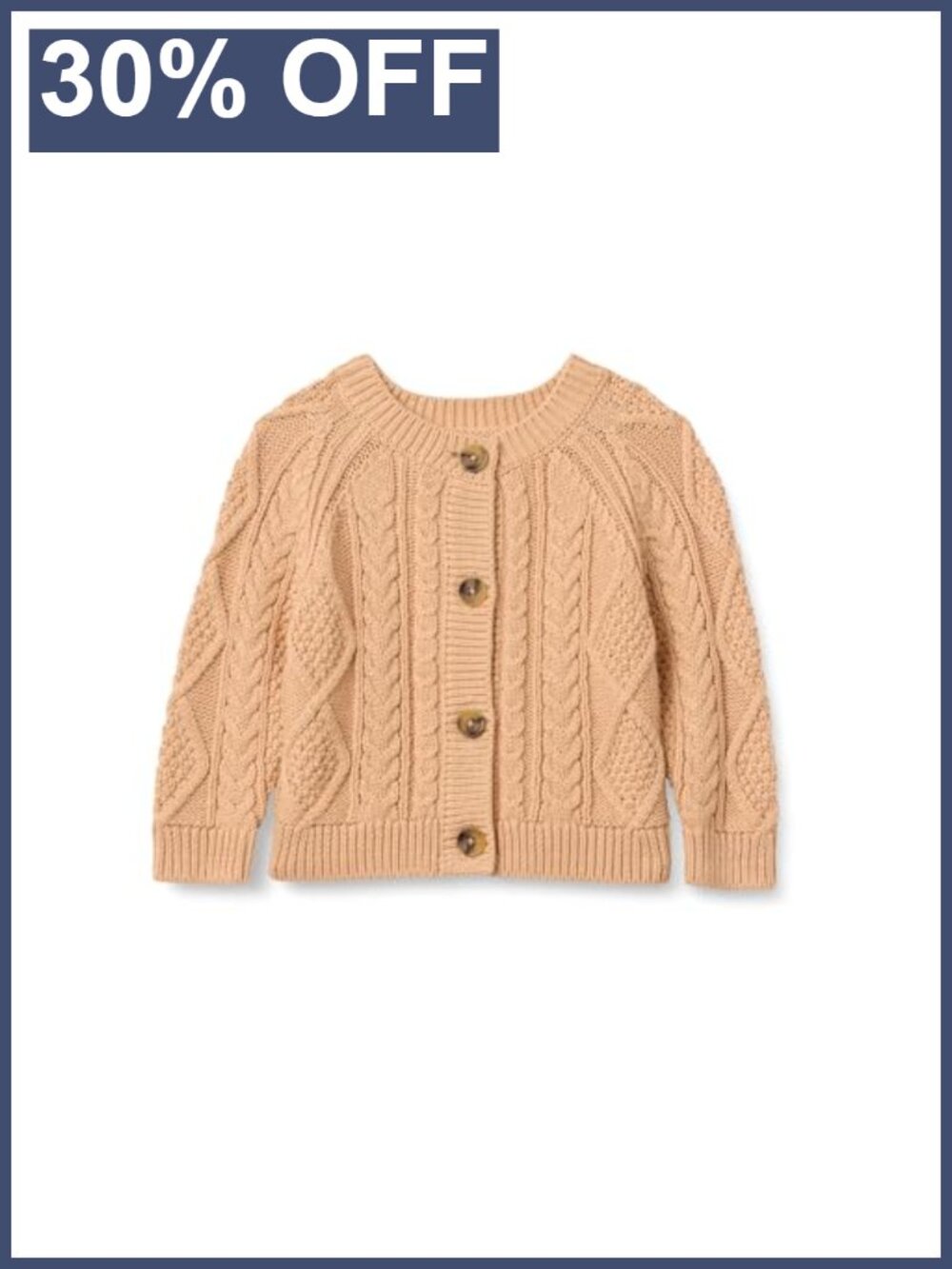 Unisex Toddler Cable Knit Cotton Fisherman Cardigan Sweater Long Sleeve Button